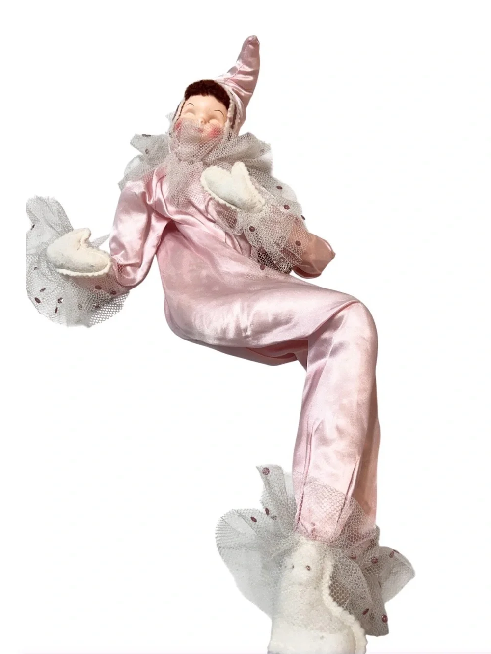 Vtg 1950s Boudoir Pierrot Posable Shelf Sitter Pixie Jester Doll Collectible - Picture 7 of 8